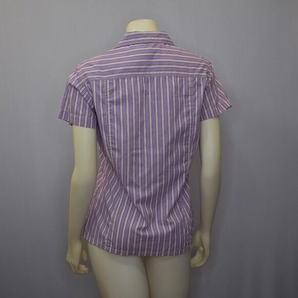CALVIN KLEIN  BUTTON  UP Striped TOP  PET MD - Picture 5 of 6
